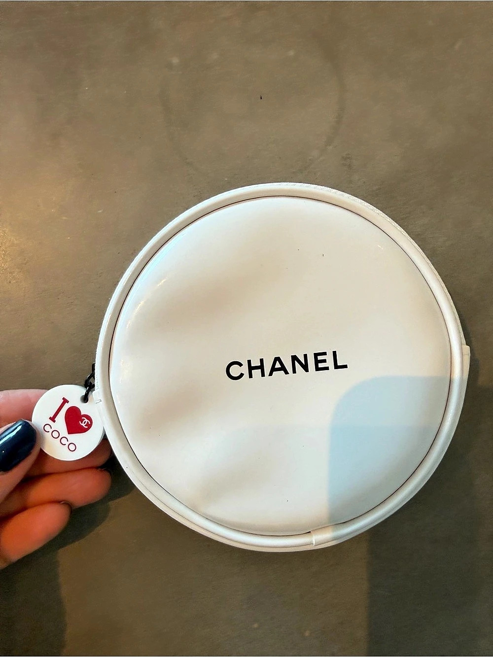 Chanel Round Cosmetic Bag in White